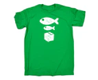 123t Funny Tee - Big Fish Little Cardboard Box Mens T-Shirt Green - Green