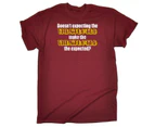 123t Funny Tee - Doesn'T Expecting The Unexpected Mens T-Shirt Maroon - Maroon