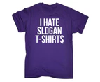 123t Funny Tee - I Hate Slogan Tshirts Mens T-Shirt Purple - Purple