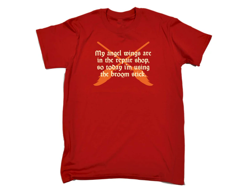 123t Funny Tee - My Angel Wings Are In The Repair Shop Mens T-Shirt Red - Red