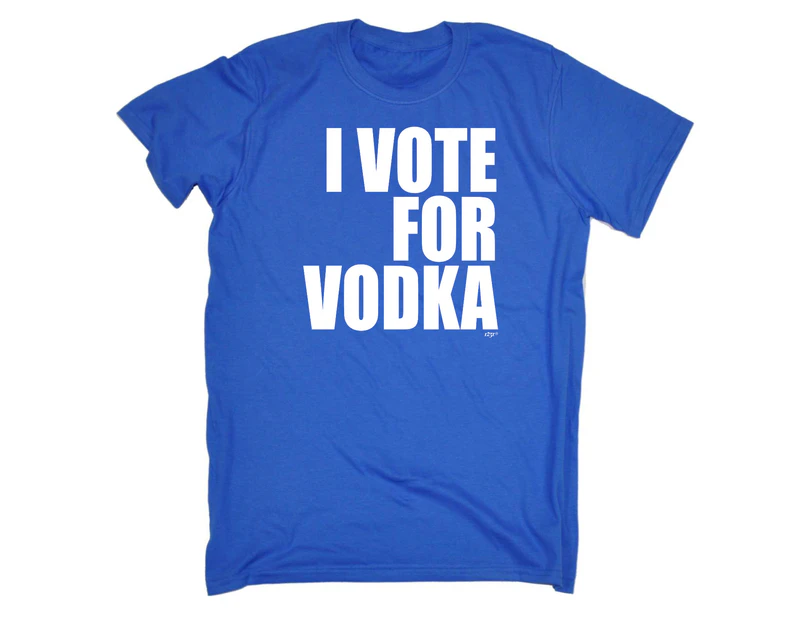 123t Funny Tee - White I Vote For Vodka Mens T-Shirt Royal Blue - Royal Blue
