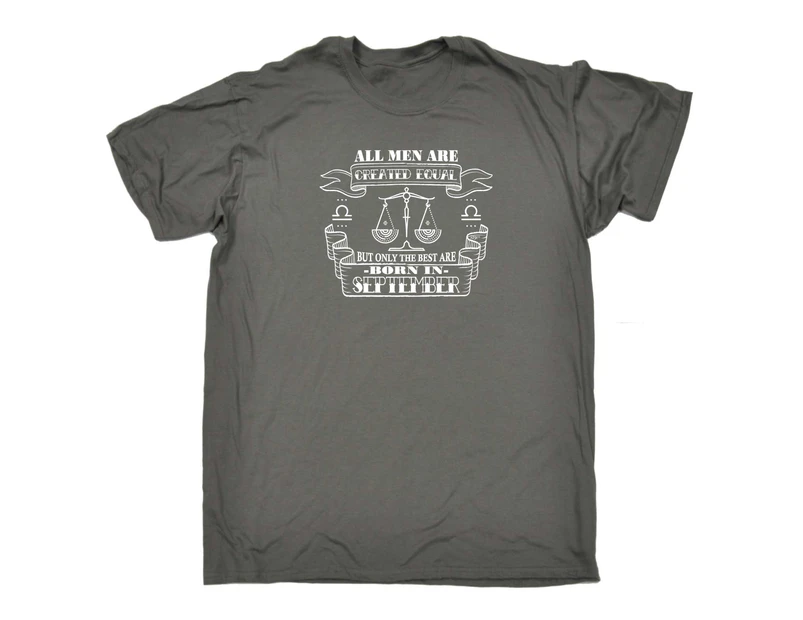 123t Funny Tee - Men September Libra Mens T-Shirt Charcoal - Charcoal
