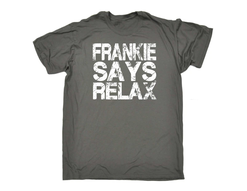 123t Funny Tee - Distress White Frankie Mens T-Shirt Charcoal - Charcoal