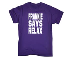 123t Funny Tee - Solid White Frankie Mens T-Shirt Purple - Purple