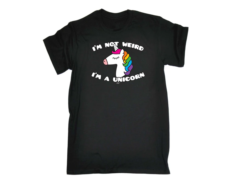 123t Funny Tee - Im Not Weird A Unicorn Mens T-Shirt Black - Black