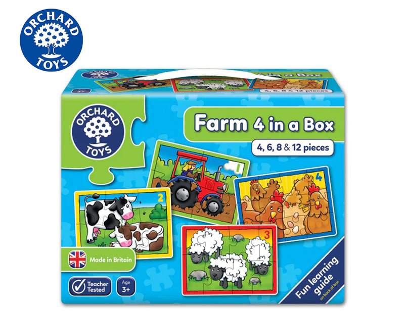 Orchard Toys Farm 4 In A Box 4,6,8 and 12-Piece Jigsaw Puzzles