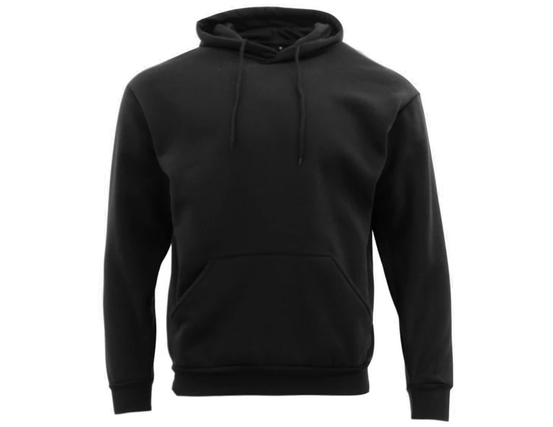 Adult Men's Unisex Basic Plain Hoodie Jumper Pullover Sweater Sweatshirt XS-5XL - Black