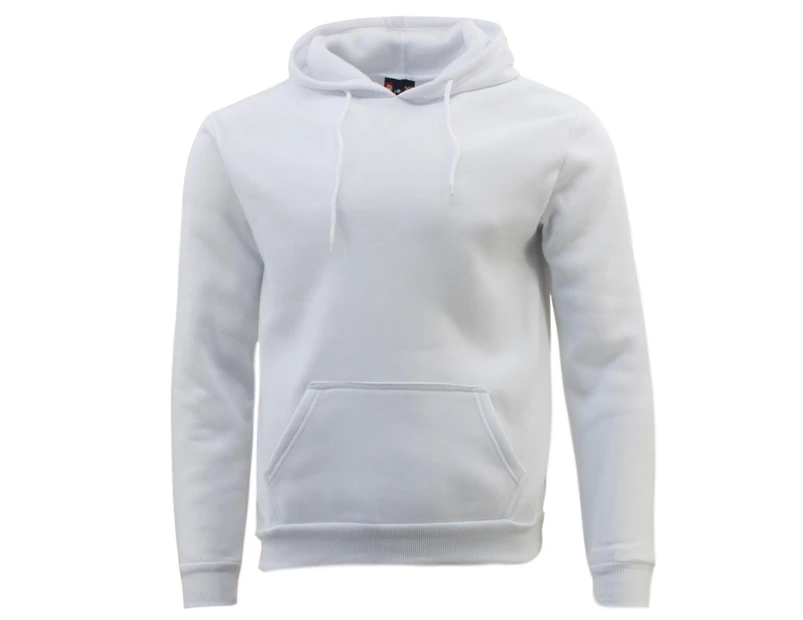 Adult Men's Unisex Basic Plain Hoodie Jumper Pullover Sweater Sweatshirt XS-3XL - White