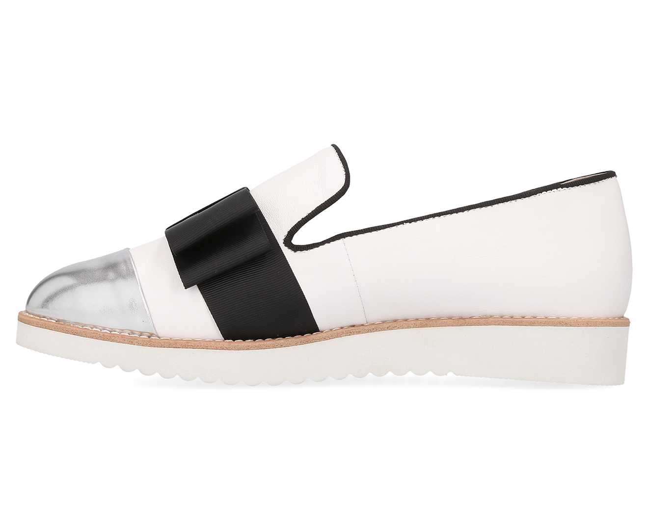 Walnut Melbourne Women's Mila Leather Bow Shoe - White 