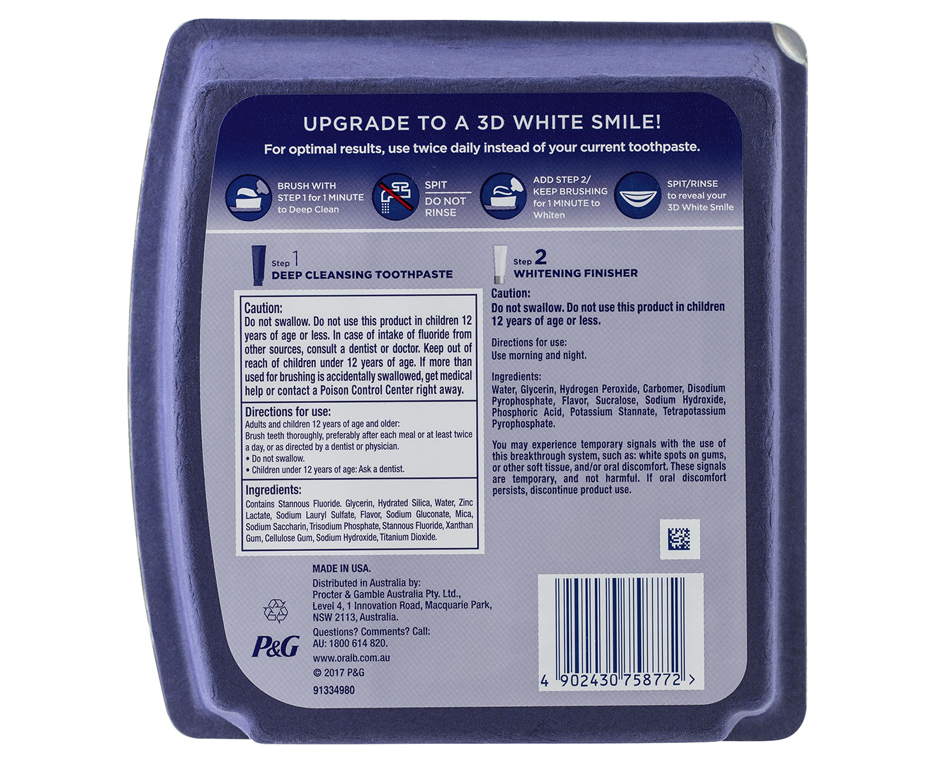 Oral-B 3D White Brilliance 2-Step Whitening Kit | Catch.com.au