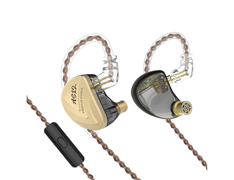 KZ AS12 Perfect Sound / Comfortable Wearing / Superior Compatibility Balanced Armature Dirvers Earphone with Line Control-Gold