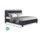Artiss Bed Frame Queen Size Base Mattress Platform Fabric Wooden Charcoal VANKE
