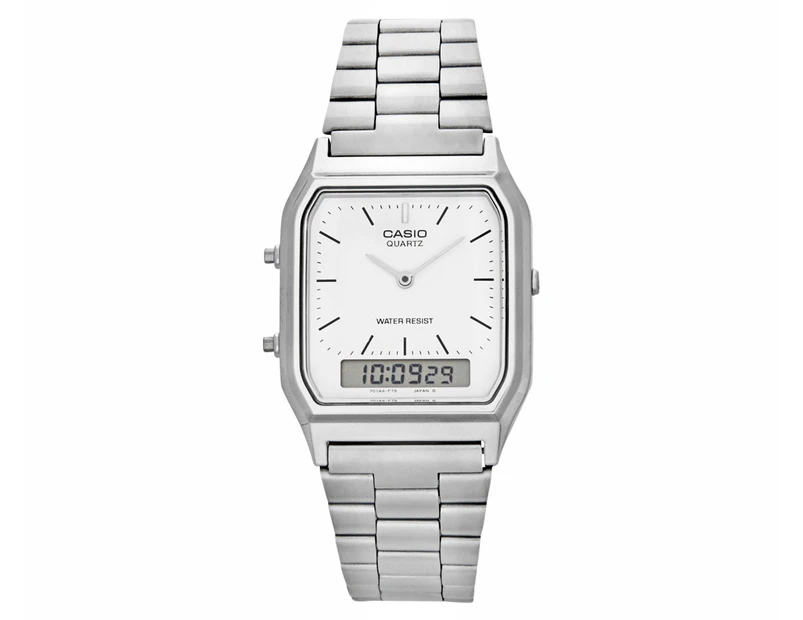 Casio Vintage 31mm AQ230A-7DS Stainless Steel Watch - Silver/White