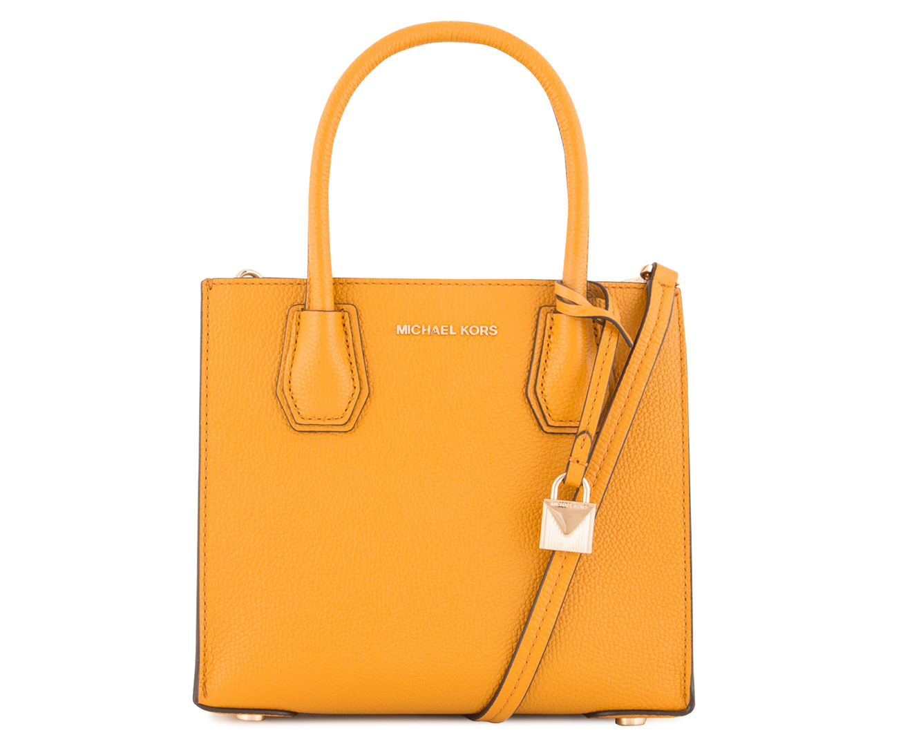 Michael Kors Voyager Travel Shoulder Tote Marigold Yellow Pebbled Leather