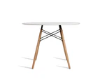 LANGRIA Round Beech Timber Dining Table - White