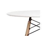 LANGRIA Round Beech Timber Dining Table - White