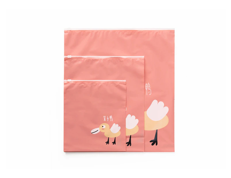 Cartoon Duck Waterproof Storage Pouch , 3 Set - Pink