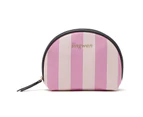Mini Striped Shell Toiletry Bag Clutch Wallet - Pink
