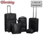 Wembley 5-Piece Travel and Luggage/Suitcase Set - Black 1