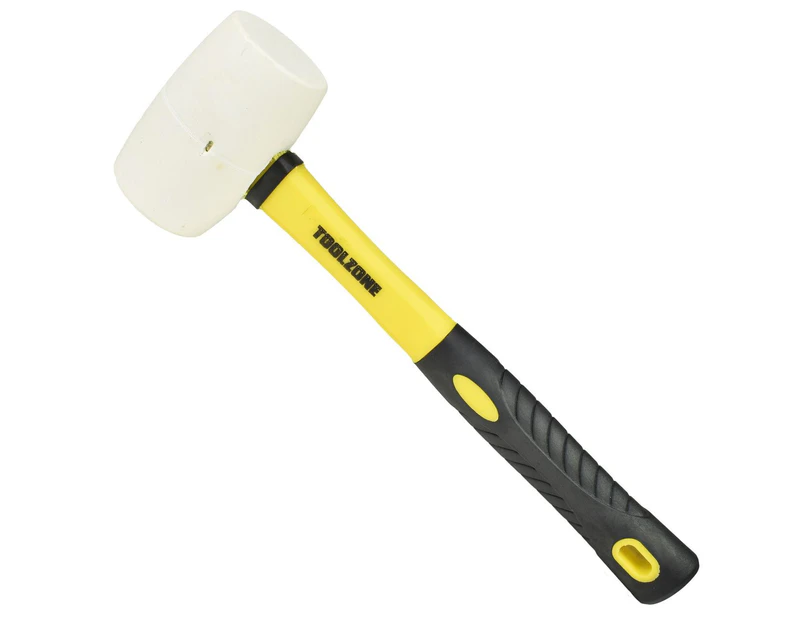 AB Tools 16oz White Rubber Mallet Non Marking Hammer With Fibreglass Handle Shaft
