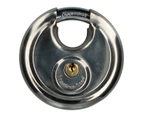 AB Tools 90mm Disc Padlock Security Shed Gate Lock Round Circle Steel Brass Lock