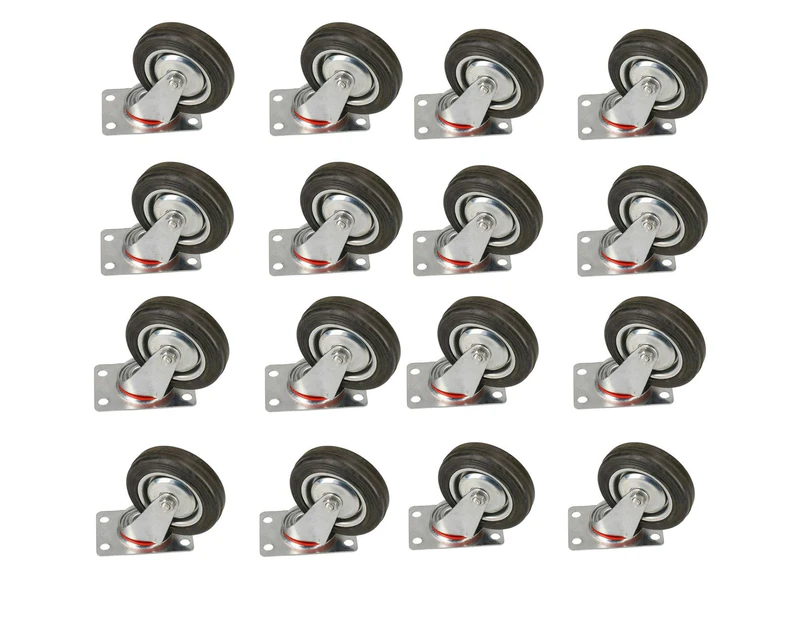 AB Tools 4" / 100mm Swivel Castor Rubber Wheel Trolley Caster Furniture Movers 16 Pack