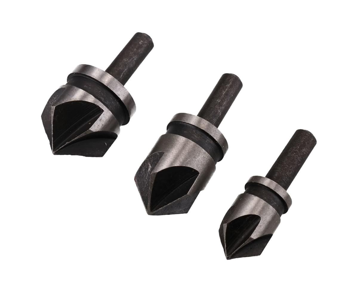 3/4" 3pc Tapered Countersink Drill Bits Deburring Tools Hole Bore 1/2" 5/8” 