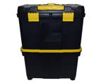AB Tools Plastic Double Tool Box Toolbox Storage Pull Along Handle Trolley 9 Compartment