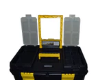 AB Tools Plastic Double Tool Box Toolbox Storage Pull Along Handle Trolley 9 Compartment