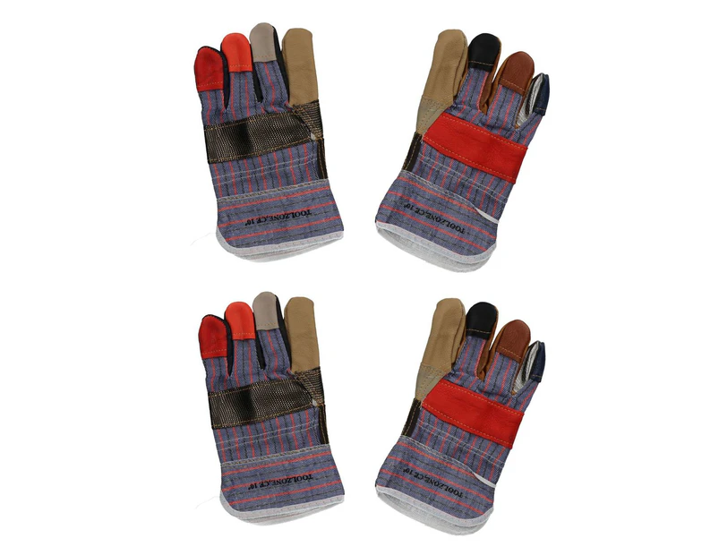 AB Tools 2 Pairs 10" Large Rainbow Hide Furniture Gloves Work Wear Safety Gardening