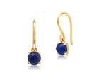 Classic Round Sapphire Checkerboard Drop Earrings in 9ct Yellow Gold