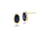 Classic Oval Light Blue Sapphire Stud Earrings in 9ct Yellow Gold 5mmx3mm