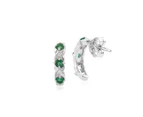 Classic Round Emerald & Diamond Half Hoop Earrings in 9ct White Gold