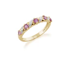 Classic Art Nouveau Style Style Round Pink Sapphire & Diamond Half Eternity Ring