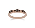 Rose Gold Plated Marcasite Twist Design Ring in 925 Sterling Silver
