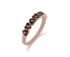 Rose Gold Plated Round Marcasite Heart Half Eternity Ring in 925 Sterling Silver