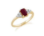 Classic Baguette Ruby & Diamond in 9ct Yellow Gold
