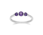Essential Round Amethyst Three Stone Gradient Ring in 925 Sterling Silver