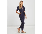 The Fated Women's Harlem Collared Jumpsuit - Navy