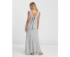 The Fated Women's Isla Low Back Maxi Dress - Blue White Stripe