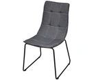2x Dining Cafe Chair Seat Metal Iron Dark Grey Fabric Room Kitchen