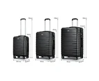 3 Pcs Luggage Suitcase Set Black Hard Shell ABS Case w/TSA Lock