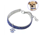 Legendog Pet Collar Glitter Rhinestone Heart Charm Elastic Cat Dog Necklace - Blue