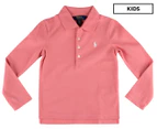 Polo Ralph Lauren Girls' Stretch Cotton Mesh LS Polo Shirt - Pink
