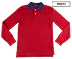 Polo Ralph Lauren Boys' Cotton Mesh LS Polo Shirt - Red/Navy