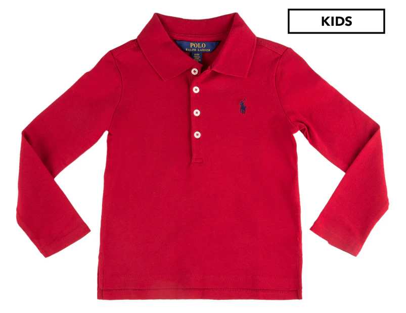 Polo Ralph Lauren Boys' Stretch Cotton Mesh LS Polo Shirt - Red