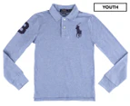 Polo Ralph Lauren Boys' Slim Fit Mesh LS Polo Shirt - Blue Heather