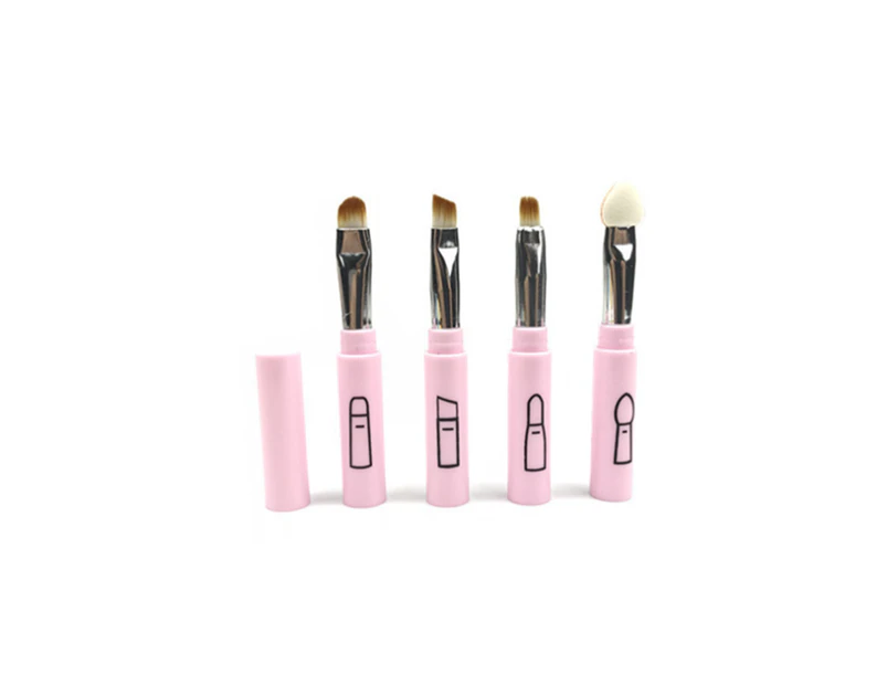De Sign 4PCS Portable Four-in-One Cosmetic Brush Stitching Cosmetic Brush Set - PINK