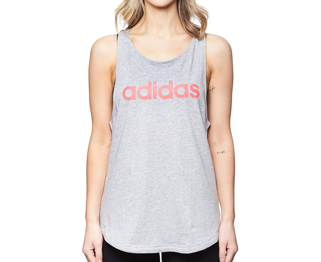 Adidas Womens Essentials Linear Loose Tank Top Medium Grey Heather