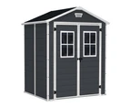 KETER Manor 6x5 Large Outdoor Storage/Garden Shed (European Grey/White)